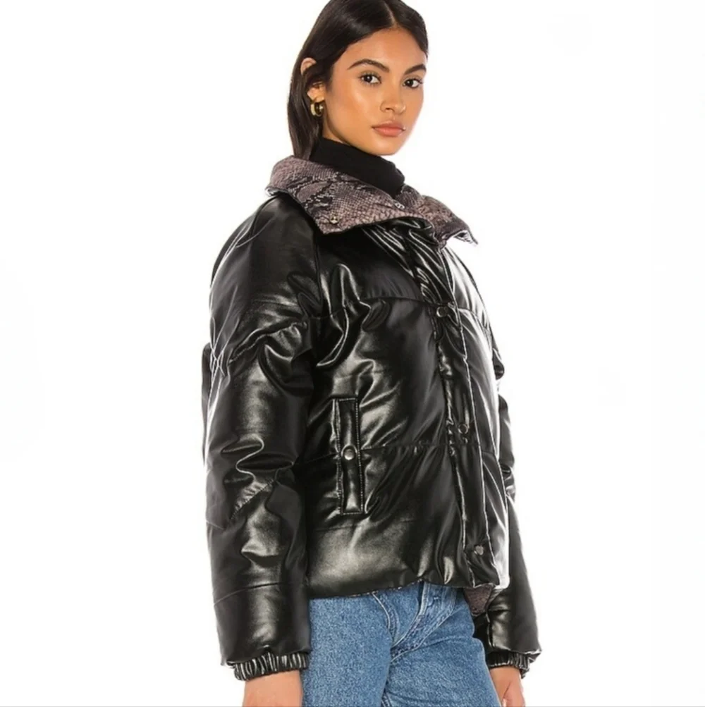 New BlankNYC x Revolve Reversible Snake Print Puffer Jacket